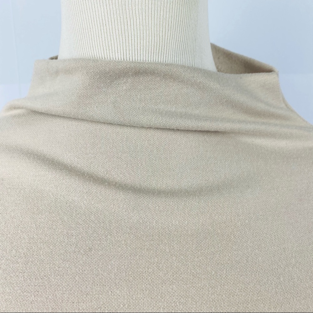Trendy Mockneck Dolman Sleeves Gray Beige Top - Picture 7 of 10